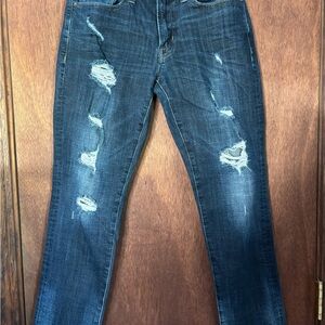 American Eagle Dark Indigo Distressed Extreme Flex Slim Jeans